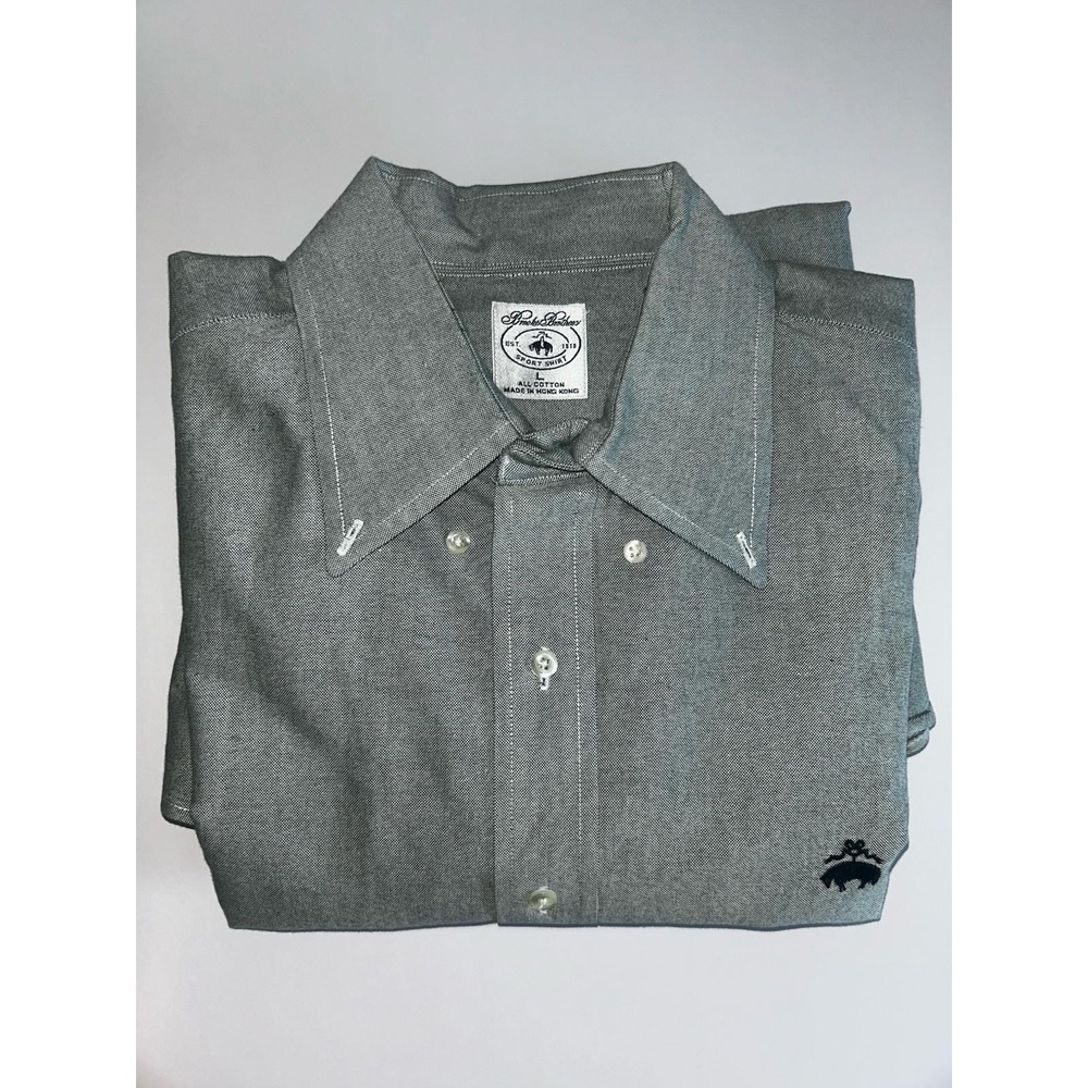 Brooks Brothers Men's Sport Shirt, Long Sleeve Button Down, SZ Large Light Green